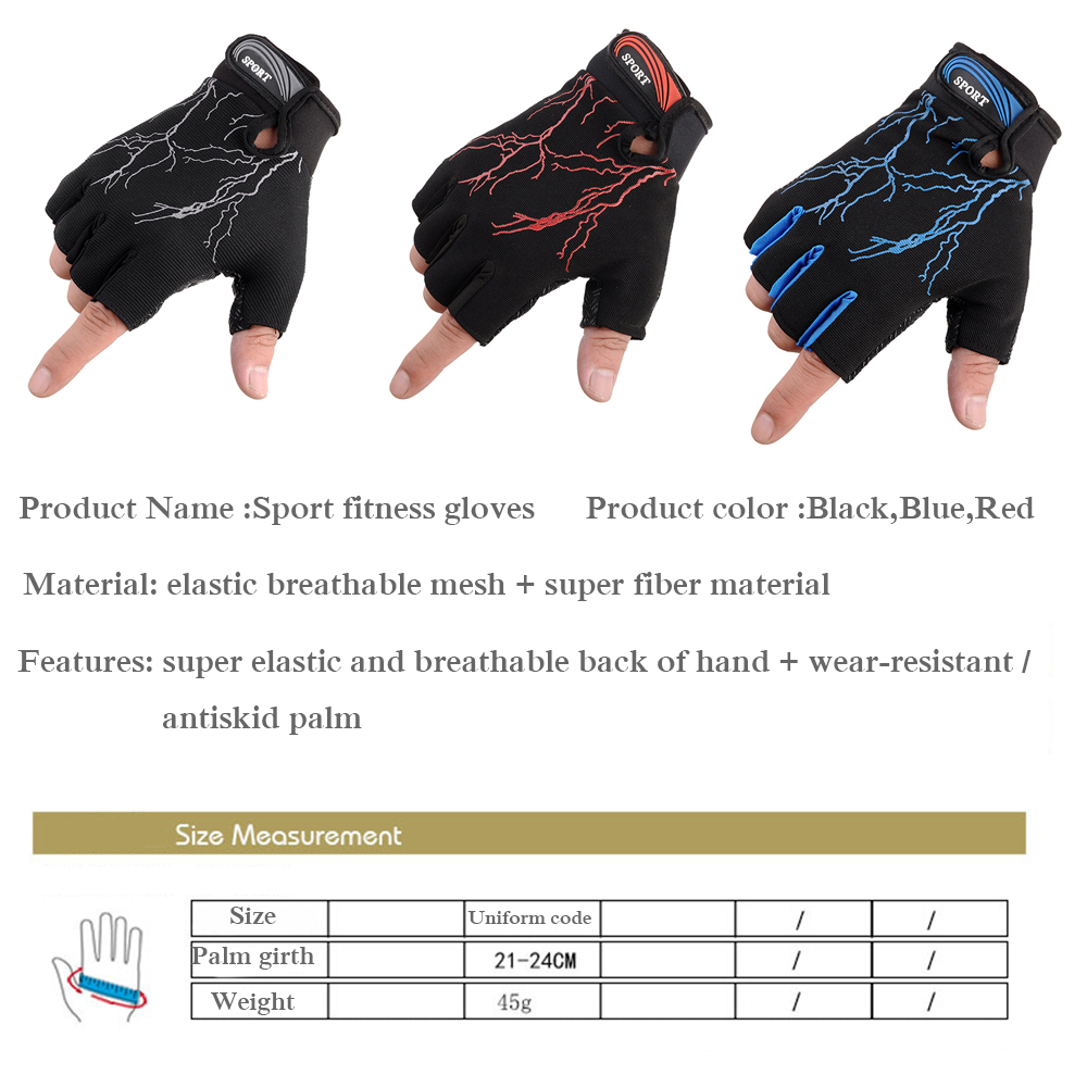 Guantes Unisex para gimnasio y Fitness, guantes deportivos para levantamiento de pesas con medio dedo para Crossfit, culturismo, ciclismo y ciclismo al aire libre