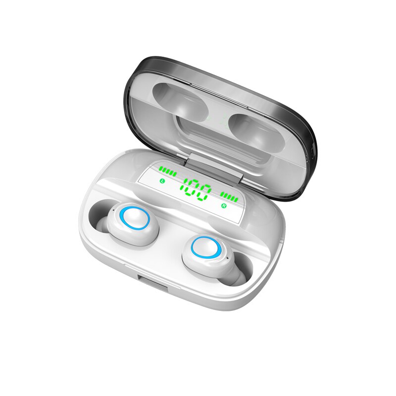 Écouteurs sans fil Bluetooth Brightside TWS 9D écouteurs de sport stéréo pour téléphone portable avec boîte de charge 3500mAh: S11 WHITE