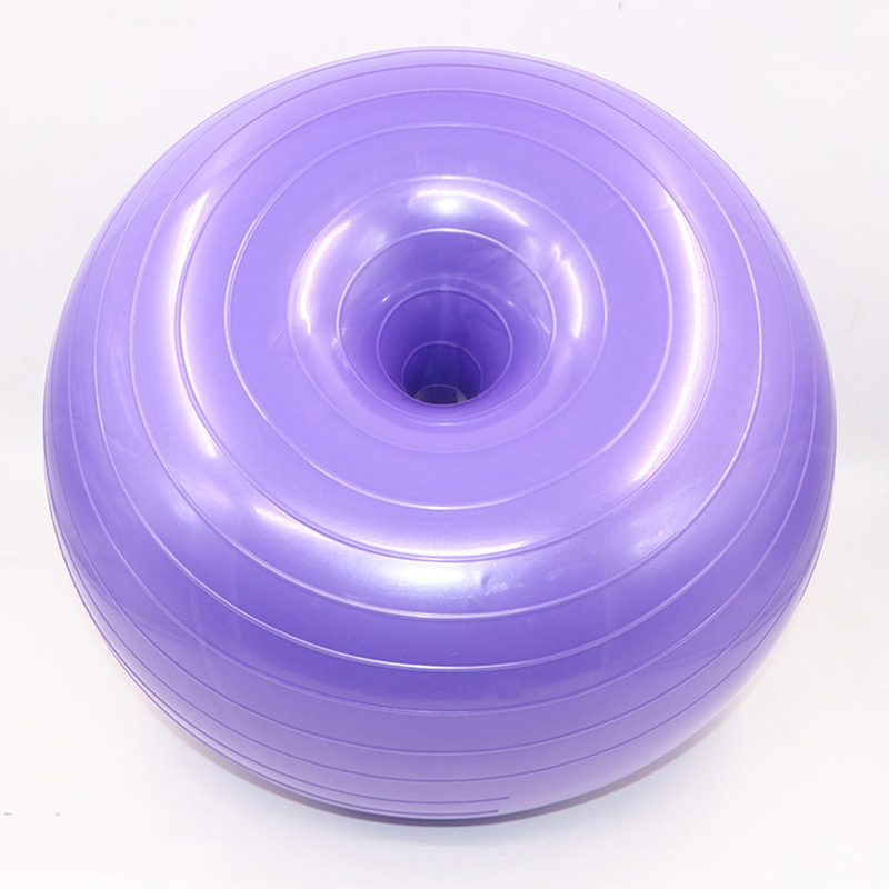 Donut-yogaball, dickwandig, explosionsgeschützt, aufblasbarer balance-fitnessball mit aufblaspumpe (ys-buy): Lila