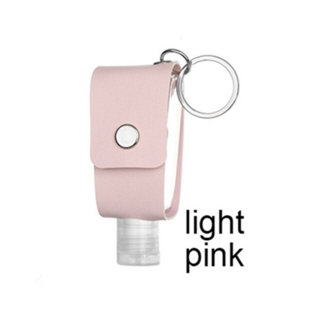 30ml Travel Portable Hand Sanitizer Bottle Keychain Holder Reusable Bottle Hand Washing Gel Storage Bottle With Keychain Carrier: Light Pink
