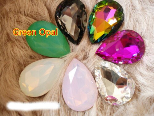 Hvid/pink/blå/grøn opal farve krystal fancy sten dråbeglas sten 10*14mm,13*18mm,18*25mm,20*30mm: Grøn opal / 18 x 25mm 72 stk