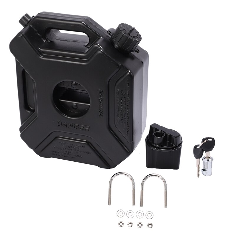 5l liter zwarte brandstoftank auto motorfiets reserve benzine olie tank reserve jerrycan brandstofkannen jerrycan met slot en sleutel: Default Title