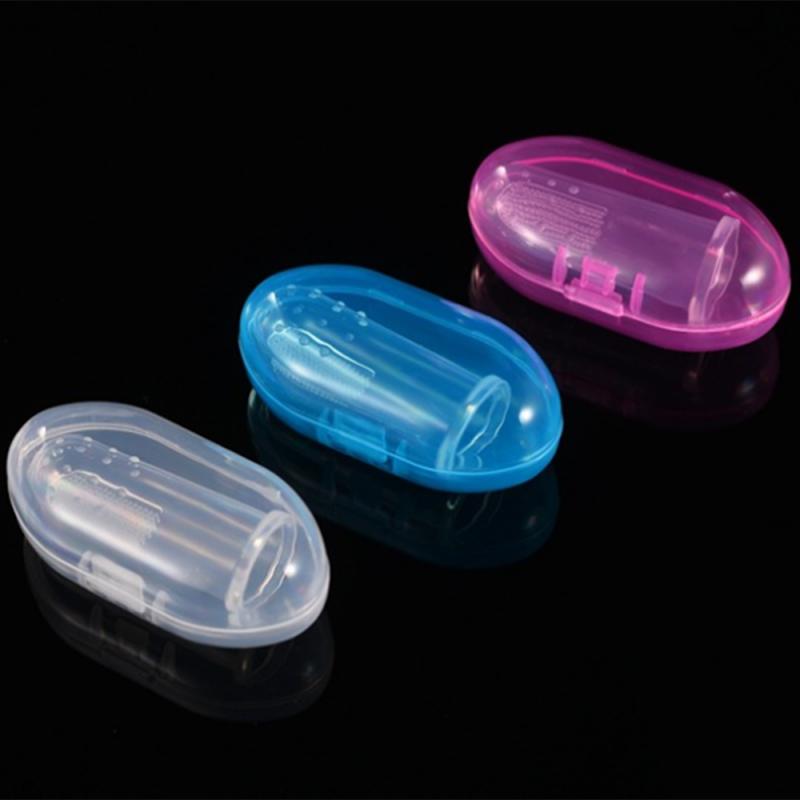 Baby Portable Finger Toothbrush Holder Storage Box Transparent Travel Child Finger Toothbrush Box Transparent Suit Baby