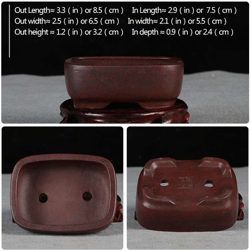 Mini pot à fleurs à sable violet | Petit pot à bonsaï, bassin non glaçure, pot de fleurs de jardin, YiXing: Mini-Old-red-10