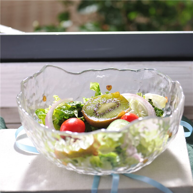 Mad fad glacial lrregular gennemsigtig glasskål hjem salat holder personlighed stor frugt dessert skål