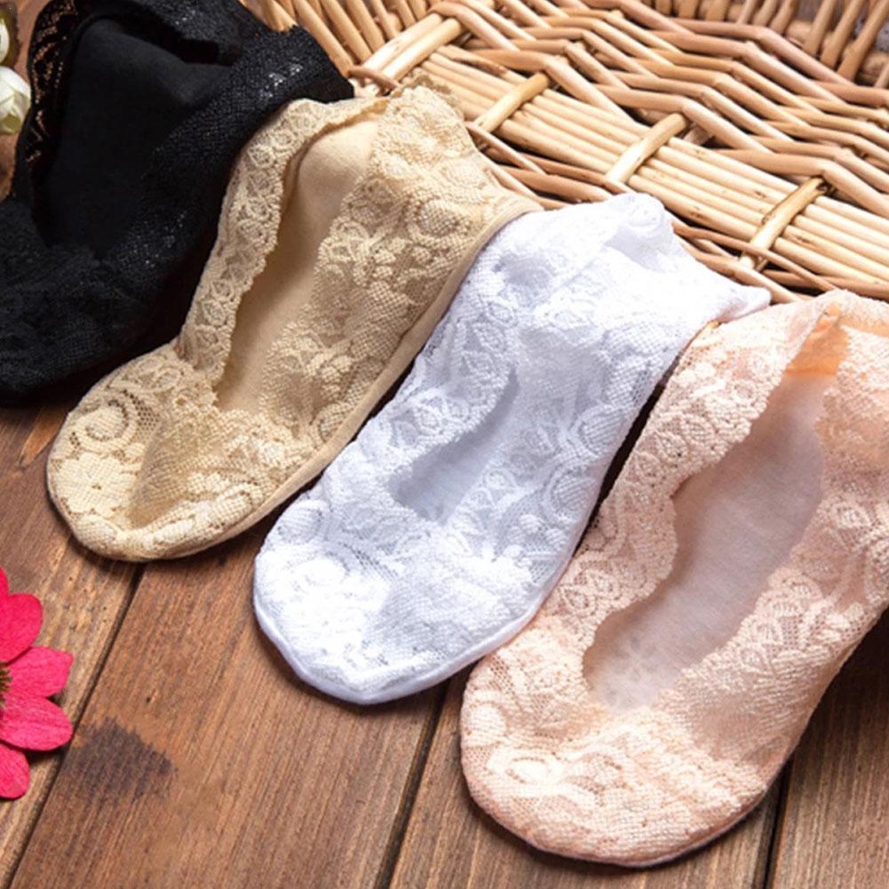 Lace Boat Socks Invisible Socks Women's Cotton Summer Low Shallow Cotton Slippers Socks Thin Non-slip Antiskid Silicone Cut X9S2