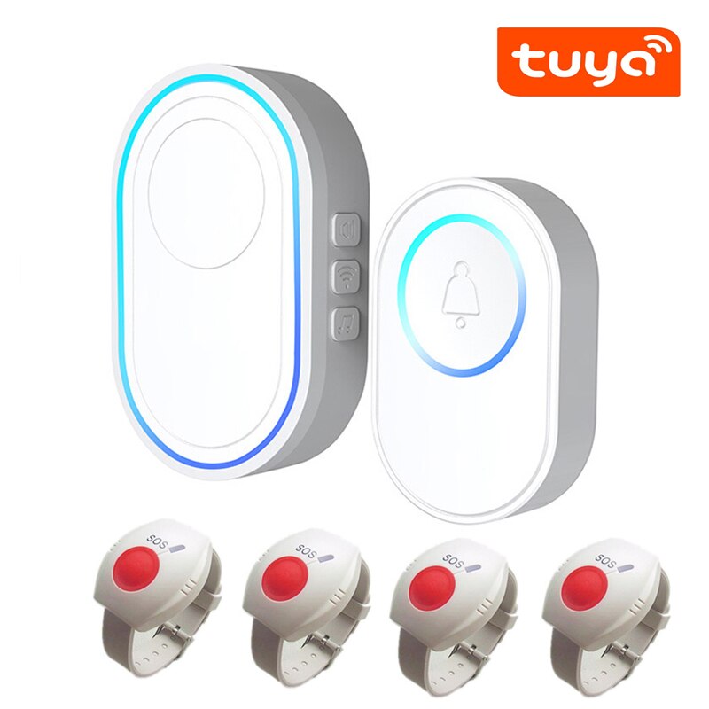 Sistema de alarme de emergência para idosos tuya wifi, pulseira com botão de alarme