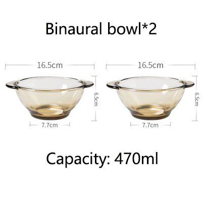 European Glass Pot With Lid Heat-Resistant Microwave Household Glass Bowl Instant Noodle Bowl Salad Noodle Bowl Soup Bowl: Bowl