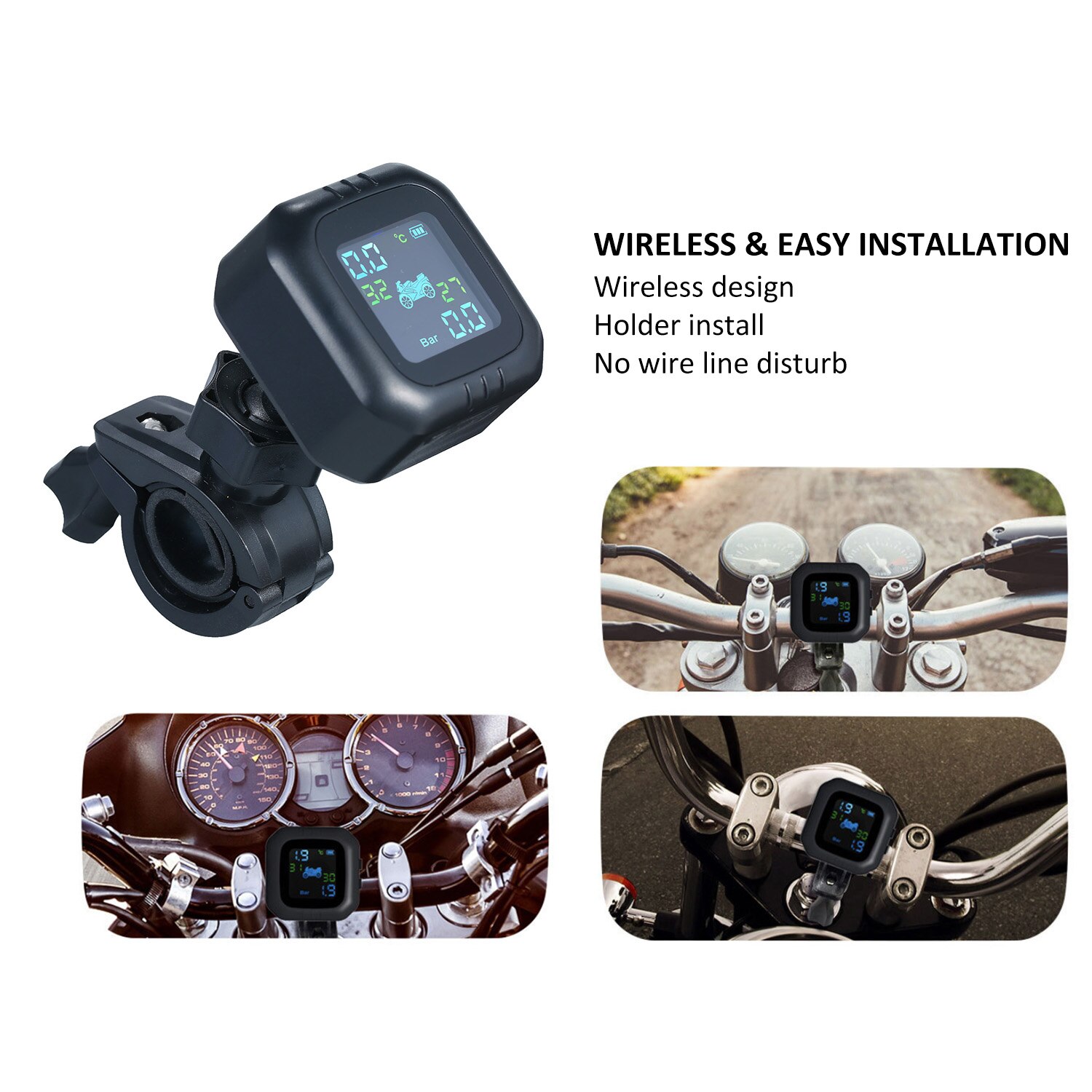 Tire Pressure Motorcycle Monitoring System With 2 External Sensors ...