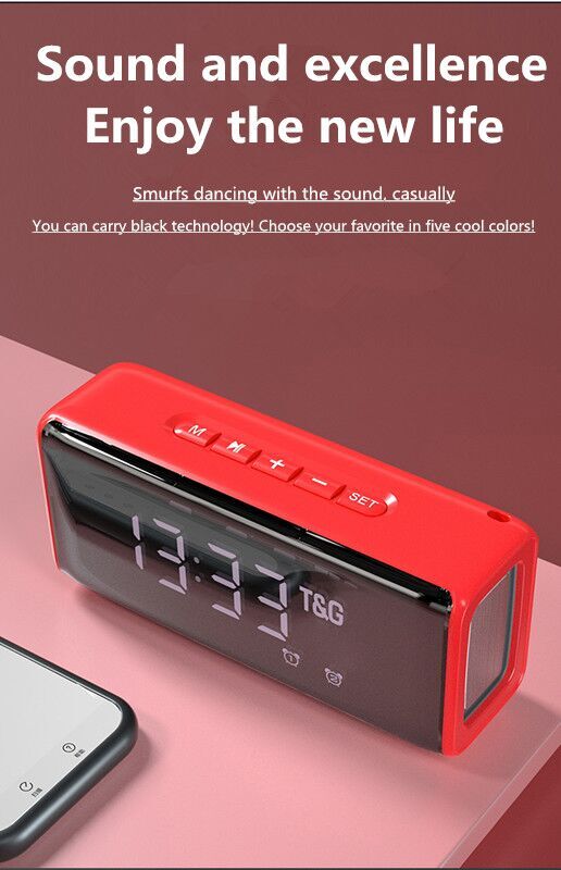 TWS Bluetooth Speaker HI-FI Portable Column Wireless Bluetooth Column Clock Alarm Speakers Music Center Sound Box TF Radio Udisk