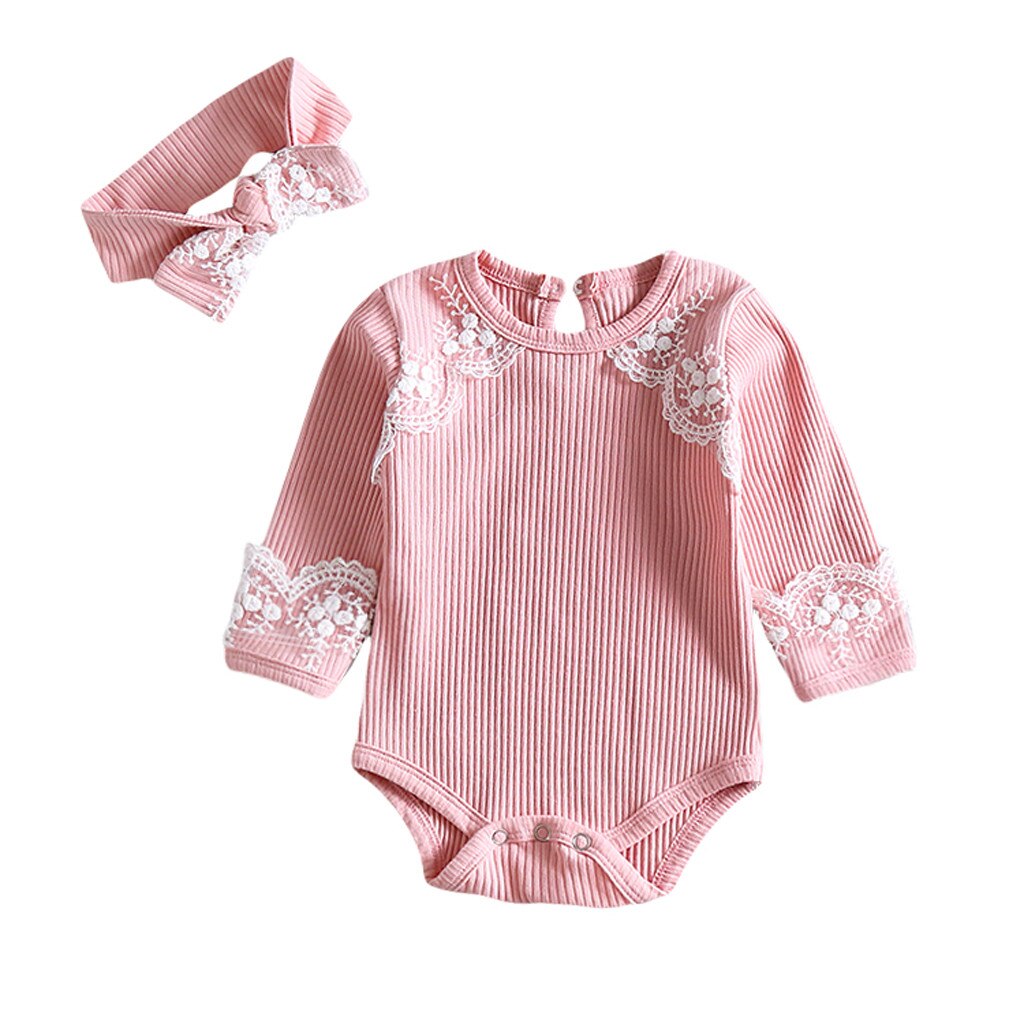 Newborn Baby Bodysuit Long Sleeve Lace Ruffles Bod... – Grandado