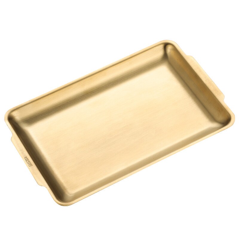 304 Stainless Steel Storage Tray Space Saving Dinner Plate Rectangular Multifunctional Tea Tray Gold Flat Bottom BBQ Tableware