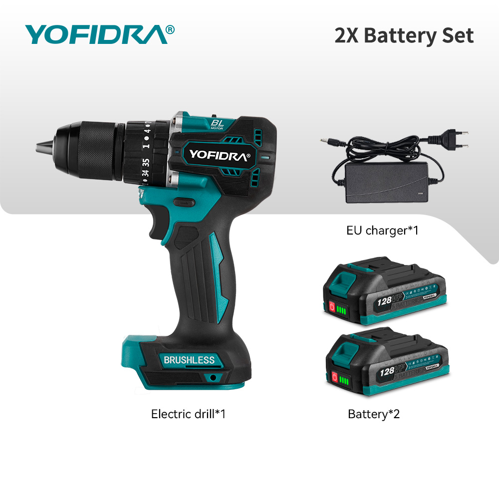 YOFIDRA 13mm 35 + 3 Drehmoment Bürstenlosen Elektrischen Schlagbohrmaschine Akku-Effiziente Elektrische Schraubendreher Werkzeug Für Makita 18V-21V Batterie