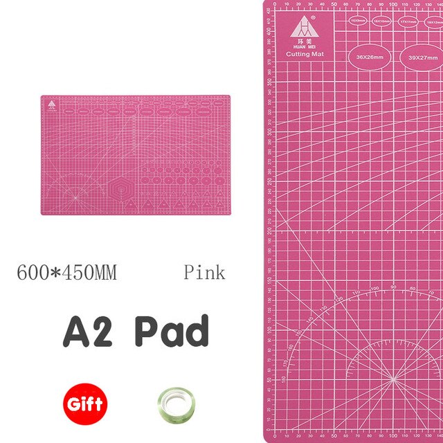 30 * 45cm A2 Cutting Board Grid Line Self-healing Cutting Board Craft Card Multi-color Double-sided Desktop Cutting Pad 1 Piece: Pink