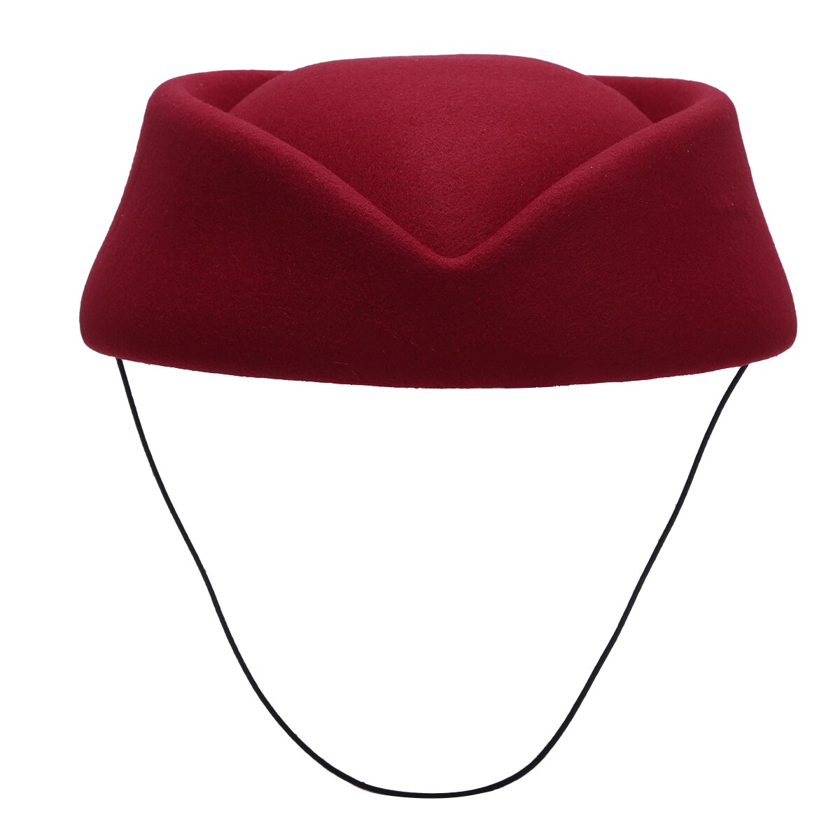 Gorro de azafata para mujer, sombrero de lana de fieltro para azafatas, decoración de de disfraces, pastillero, sombrero de Base de tocado en forma de lágrima: Burgundy