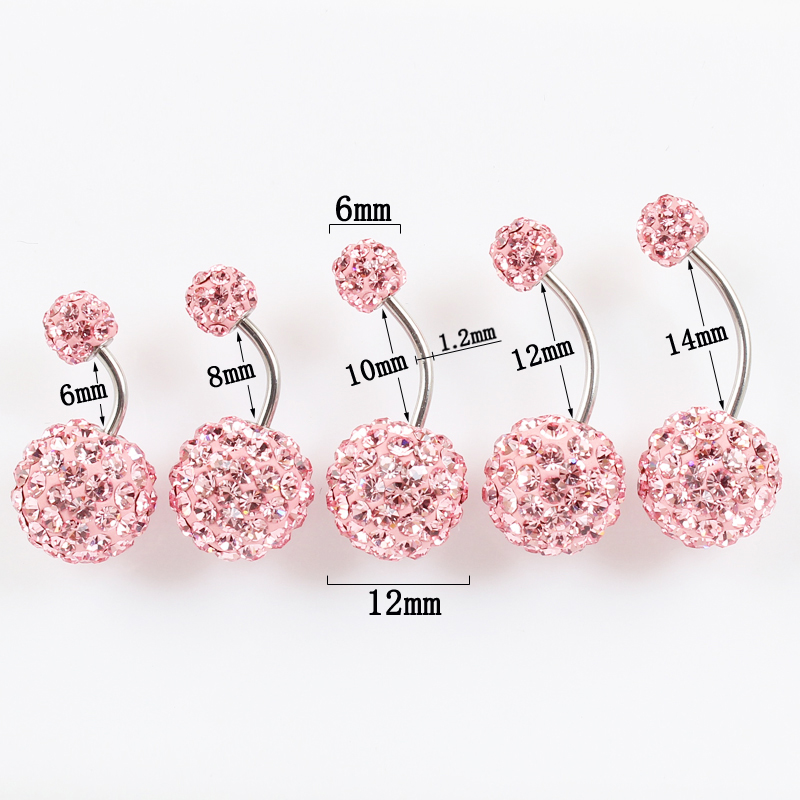Piercing ombligo aro 6/12mm bola 16G no alérgico Acero inoxidable aurora blanco rosa superior ombligo bar joyería corporal
