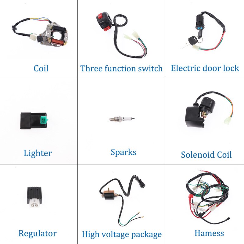 1 set Universal Motorcycle ATV Quad Assembly Wire Full Electrics Wiring Harness Assembly Wire For 50CC-125CC CDI Ignition Coil