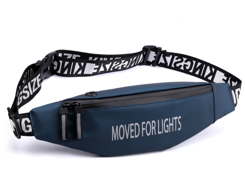 Waterproof Man Waist Bag Chest Pack Outdoor Sports Crossbody Bag Casual Travel Male Bum Belt Bag Waterproof Fabric Solid: C STYLE BLUE