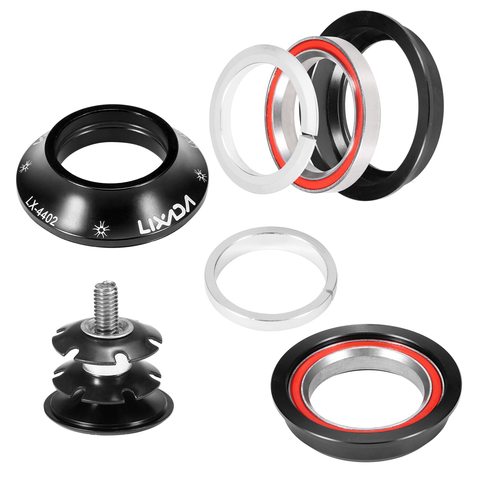 44-44mm Bike Headset CNC High Precision Machining Aluminum Bicycle Headset Heavy Duty Headset Top Cap Bearings Fork Bearings