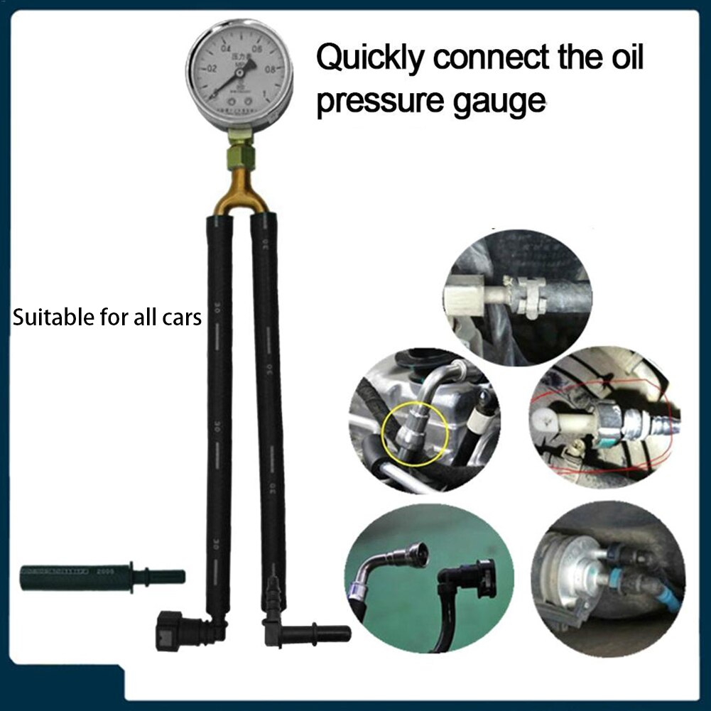 Auto Car Quick-Connect Useful Fuel Pressure Test Meter Practical Black Tool Directly Easy Use Universal