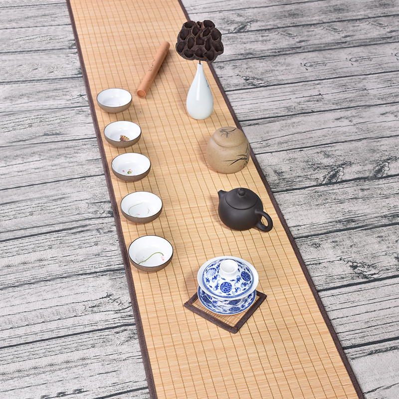 Naturlig bambu bordslöpare bordsunderlägg enfärgade teunderlägg bordsunderlägg värmedyna hem tehus café restaurang dekoration