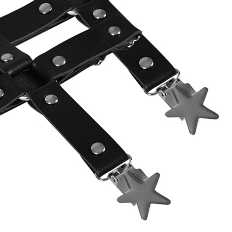 Girl Leg Chain Punk Leg Garter Belt Thigh Chains Black Body Chain Festival Rave Body Chain with Five-pointed Star Decor