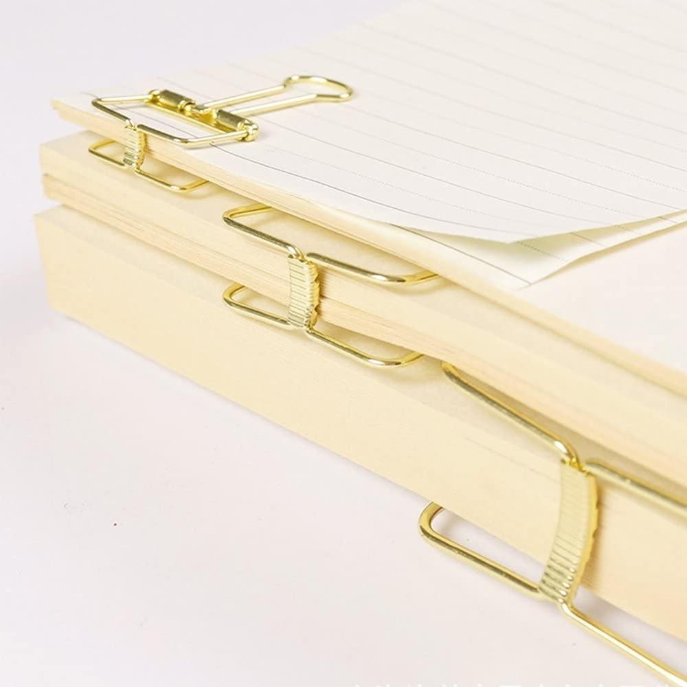 Clip de Metal Retro ahuecado para Carpeta, Clip para facturas, Clips de papel decorativos para oficina, hogar, escuela, uso (dorado, grande), 10 Uds.