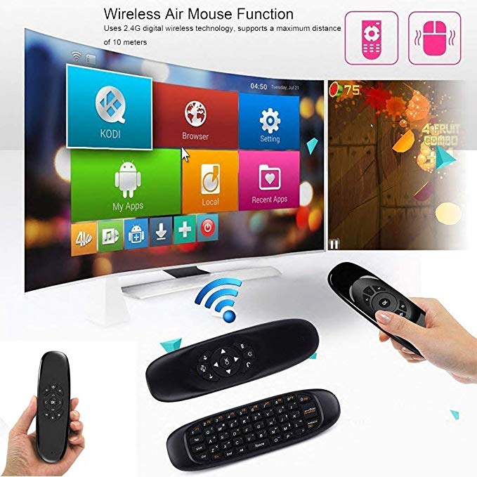 C120 Backlit Mini Wireless Keyboard Air Mouse Somatosensorische Gyroscoop Dubbelzijdig Tv Afstandsbediening Voor Android Laptop Pc