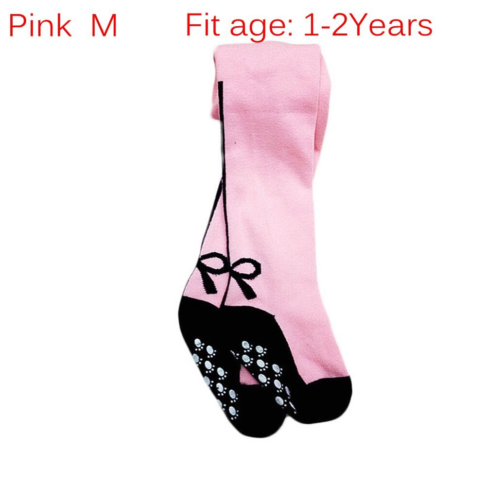 Boog Legging Mode Warme Sokken Meisjes Kousen Kinderen Panty Baby Anti-Slip Strakke Broek Baby Kleding: pink-M
