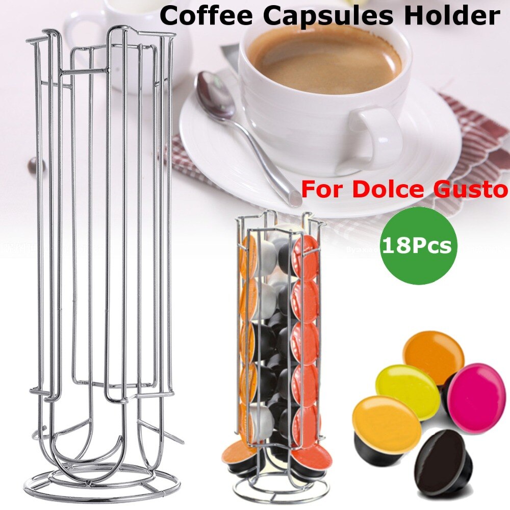 18/24 /32 kopper roterbar kaffepudeholder jern forkromning display kapsel rack stativ opbevaringshylder til dolce gusto kapsel