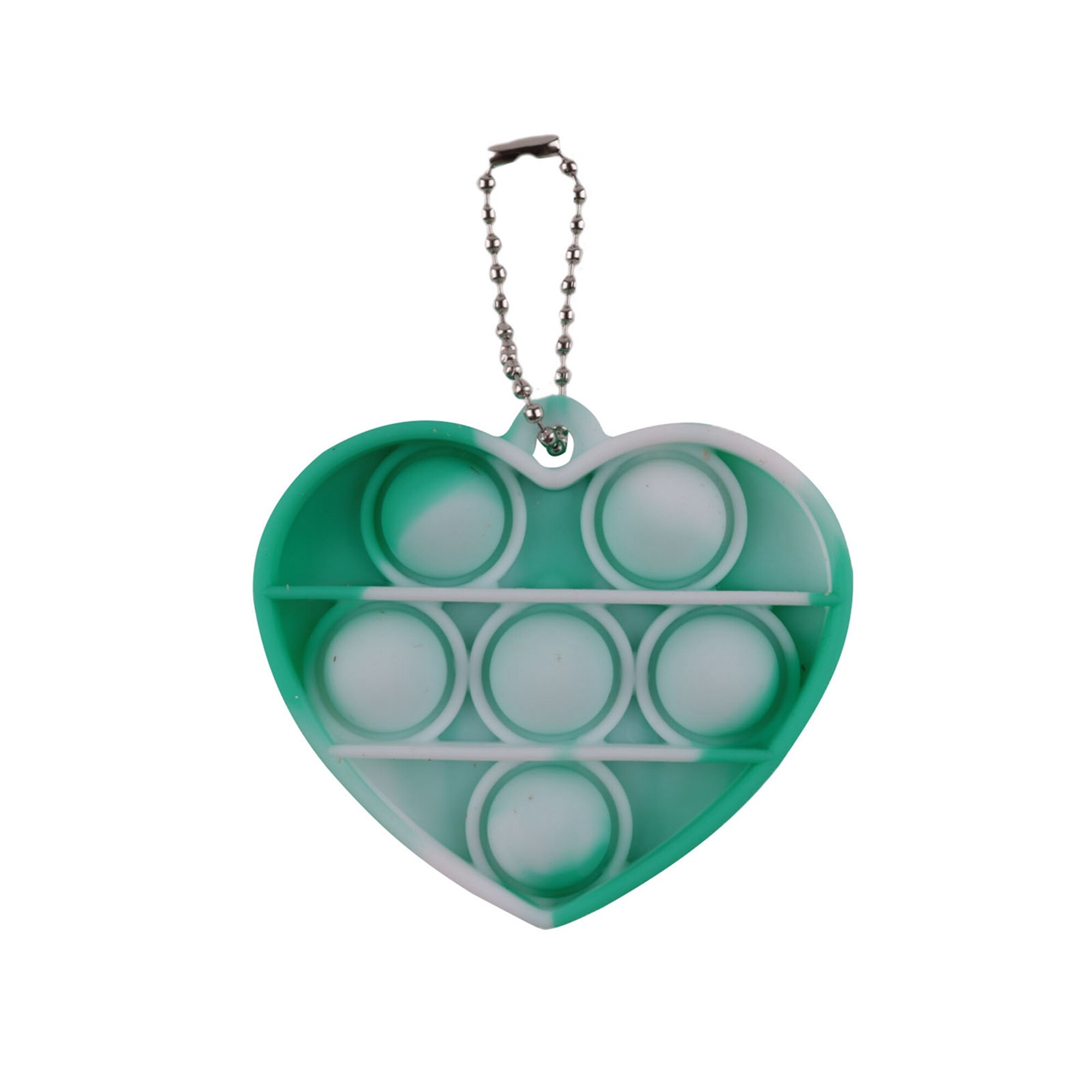 Push Pop Bubble Fidget Toy Heart Shape Sensory Toy Keychain Stress Relief Anti-Anxiety Tool Antistress Toys For Adults: Green White