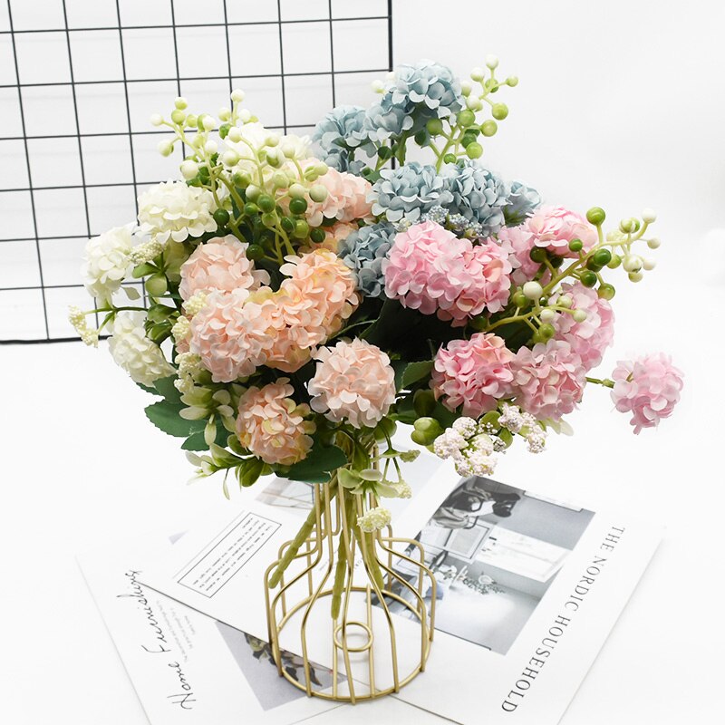 Artificial Hydrangea Rose Wedding Small Hydrangea Hand Bouquet christmas decorations for Home Accessories DIY Artificial Flowers