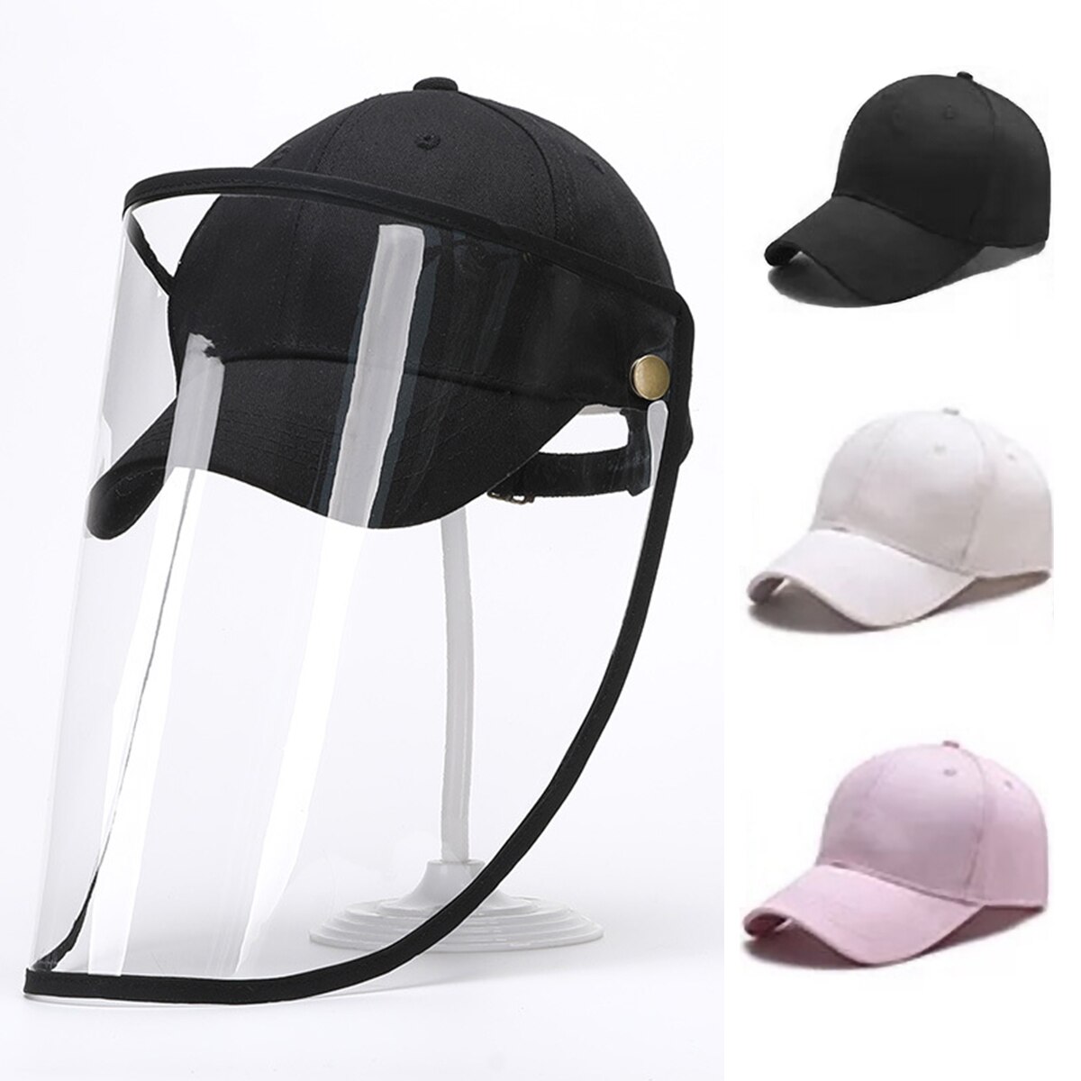 56-60 Cm Hoofdomtrek Anti Spitting Beschermende Hoed Stofdicht Baseball Cap Met Afneembare Gezichten Shield Voor Mannen Vrouwen