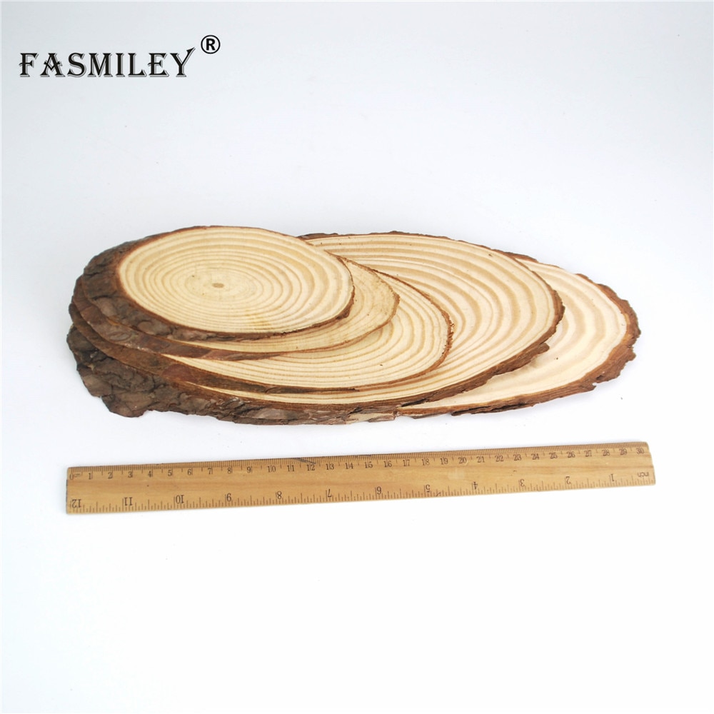 Rodajas de madera ovaladas naturales pequeñas, círculos de tronco de corteza de árbol, artesanías artesanales, decoración de pintura de de boda, 10-30cm, 1 Uds., wd05