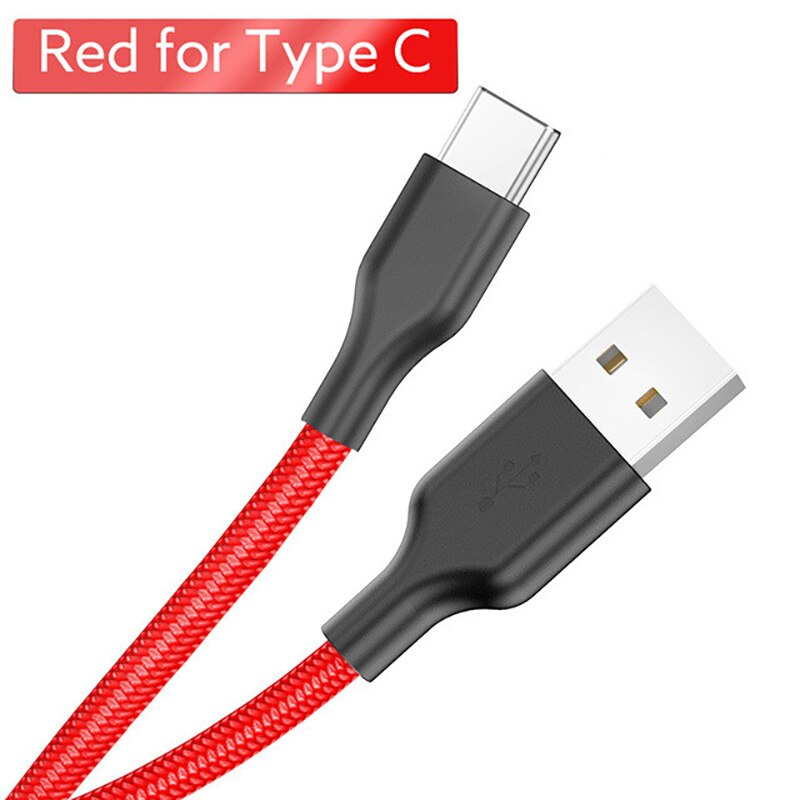 1m 2m tipo c cabo para huawei p30 pro carregamento rápido do telefone fio usb c cabo para samsung s9 s8 s10 tipo c 3a carregador: Type-C Red / 2 m