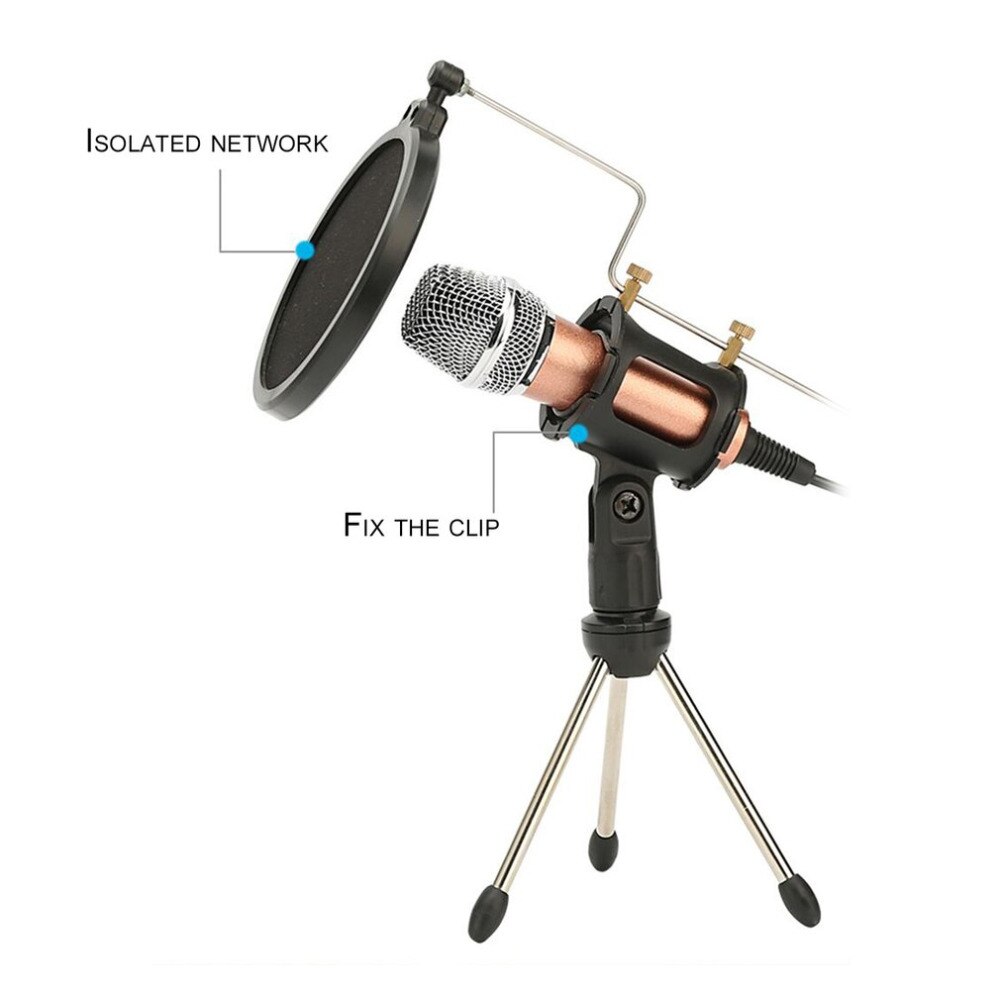 Metal Foldable Microphone Tripod Stand Boom Arm Desktop Microphone Stand Holder with Shock Mount Mic Holder Clip and Filter
