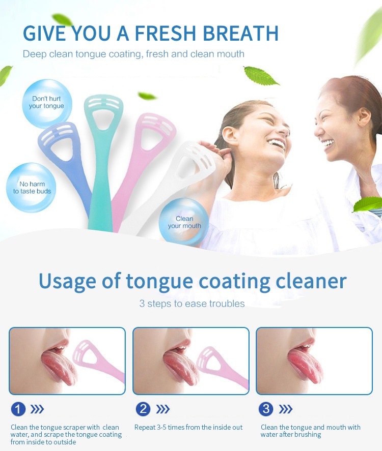 Y língua raspador língua escova de limpeza oral língua escova de dentes escova de respiração fresca remover a língua higiene oral cuidados