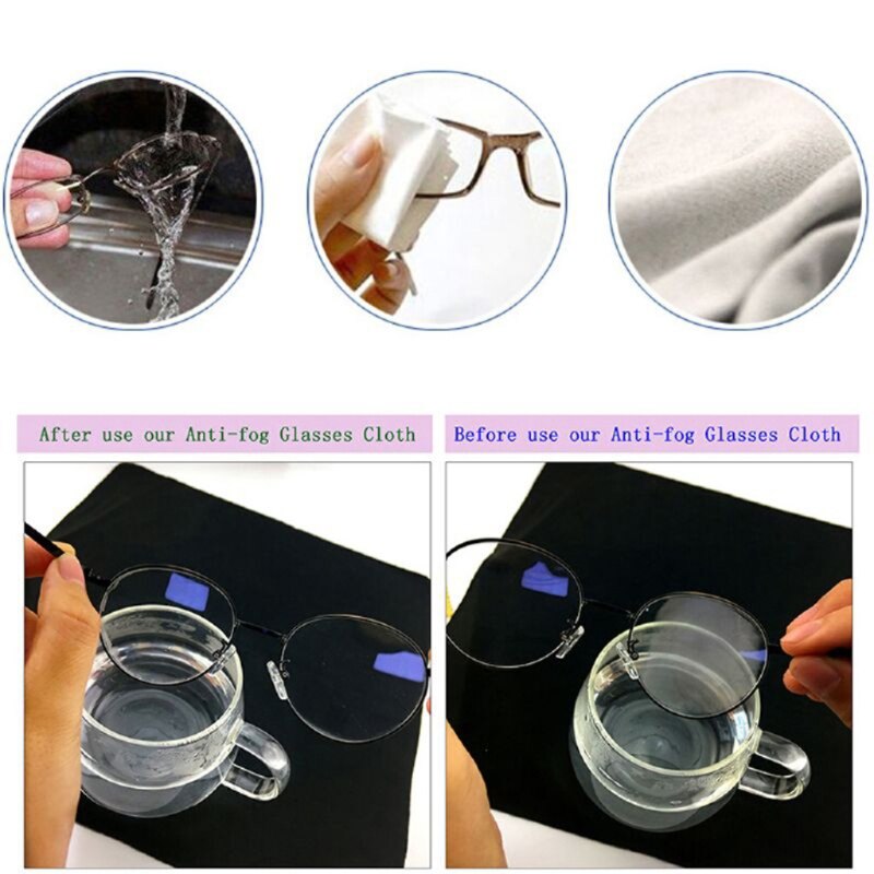 5Pcs Reusable Anti-Fog Wipes Glasses Pre-moistened Anti-fog Lens Cloth Defogger Eyeglass Wipe Prevent Fogging for Glasses