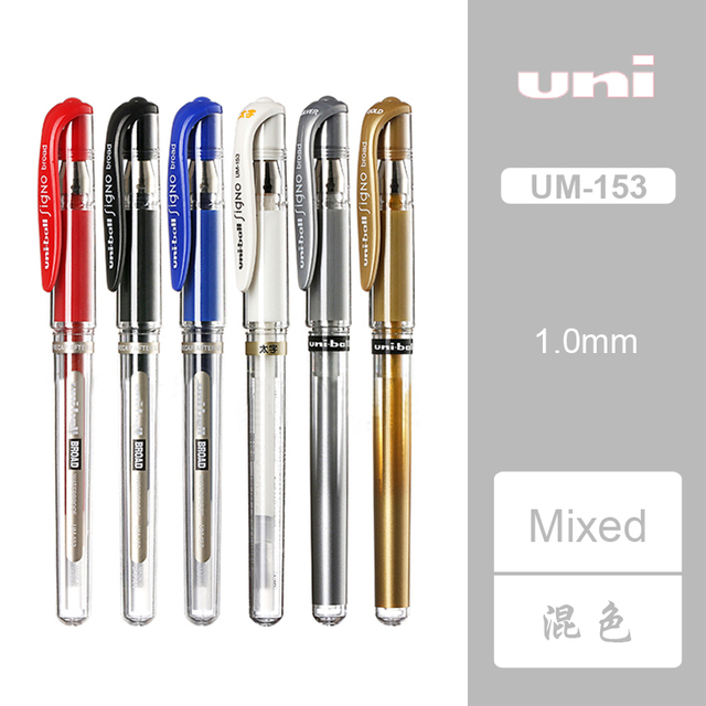 Japan UNI Signo Broad Gel Pen UM-153 1.0mm White High Gloss PenStudent Office Wedding Hand-painted Art Supplies Cute Stationery: pink / black