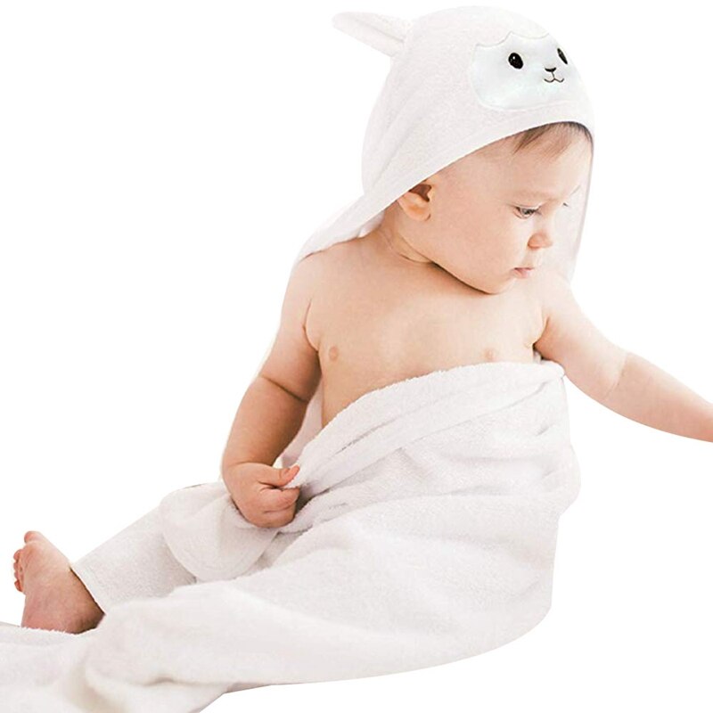 Organic Bamboo Baby Hooded Towel | Ultra Soft and Super Absorbent Toddler Hooded Bath Towel with Cute Lamb Face | Great I