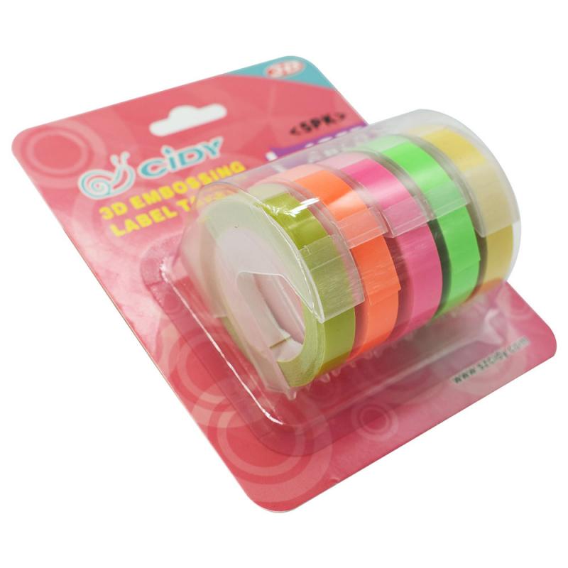 ! 5pcs/set Multicolor Dymo 3D 6/9/12mm Embossing Label Tape Compatible Dymo 1610/12965/1540/1880 For Motex E101 Label Makers