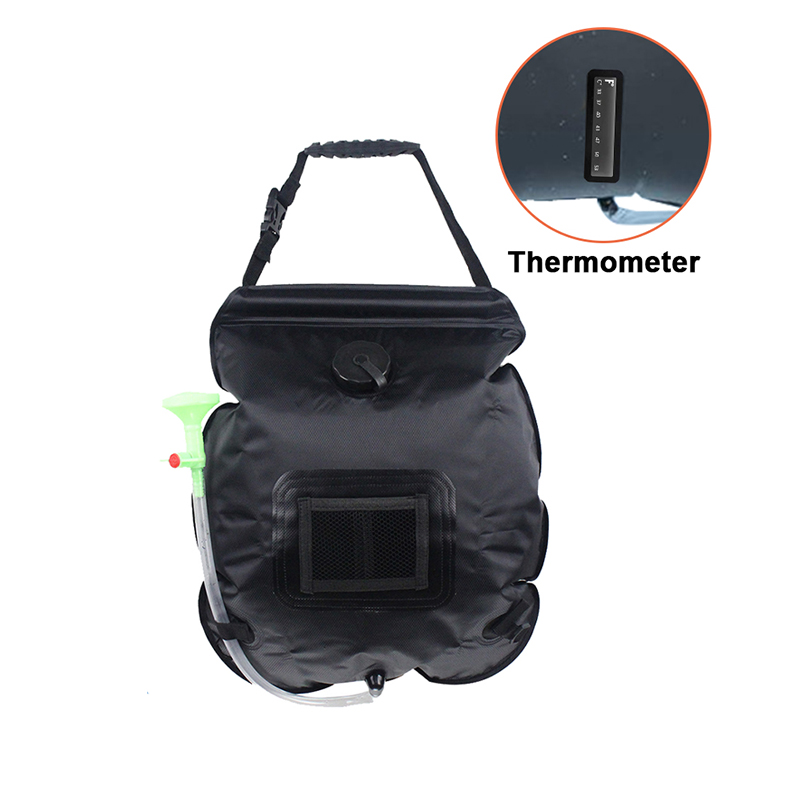 20L Solar- Dusche Tasche wasserdicht für Camping Tragbare Wasser Taschen draussen Faltbare Heizung Umschaltbar Kopf Mit Schnell Trockenen Handtuch: Schwarz