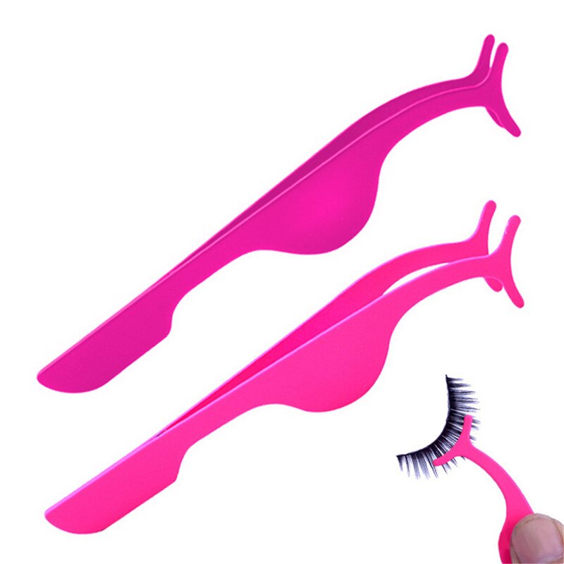 1 Pcs Rvs Wimpers Extension Pincet Auxiliary Clamp Clips Praktijk Beauty Eye Lash Makeup Tools Roze