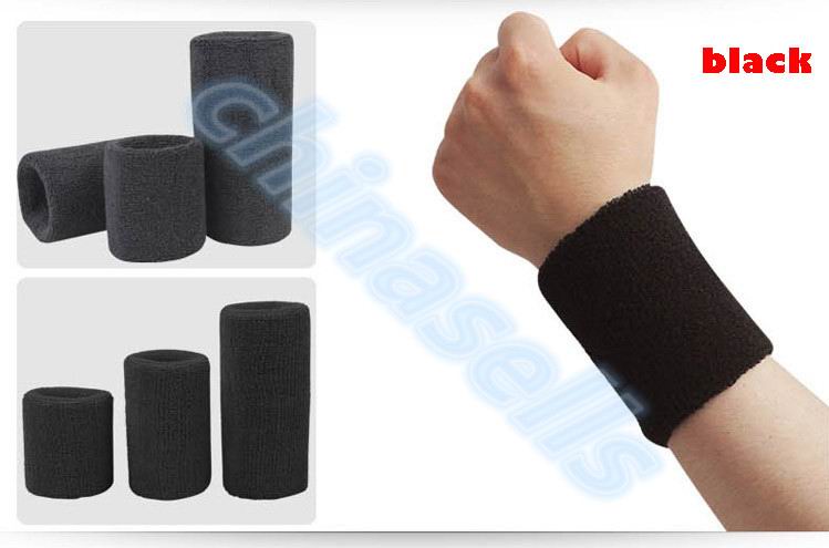 50pcs Sports Sweatband Cotton 8*8cm Terry Cloth Wrist Sweat Bands Tennis Fitness Basketball Wristband Wrist Support Protector: Black