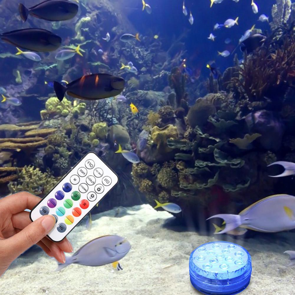 LED Light Pool Lamp IP68 Waterproof Remote Control Submersible Light With Suction Cups Pond For Swimming Pool, Aquarium Fountain