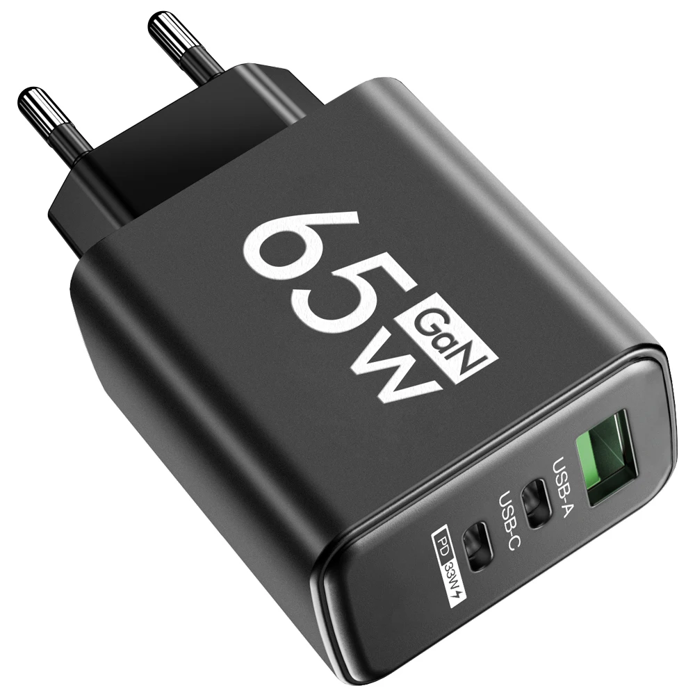 65W GaN USB Charger High Speed Fast Quick Charging Adapter Type C PD Mobile Phone Wall Multiple 3 Ports for IPhone Huawei Xiaomi: KR