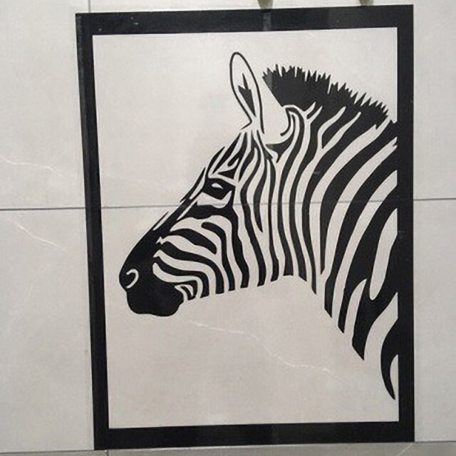 Zebra Cartoon PVC Waterproof Toilet Sticker Nordic Funny Animal Wall Decor Bathoom Home Decoration Removable Wallpaper: zebra frame sticker
