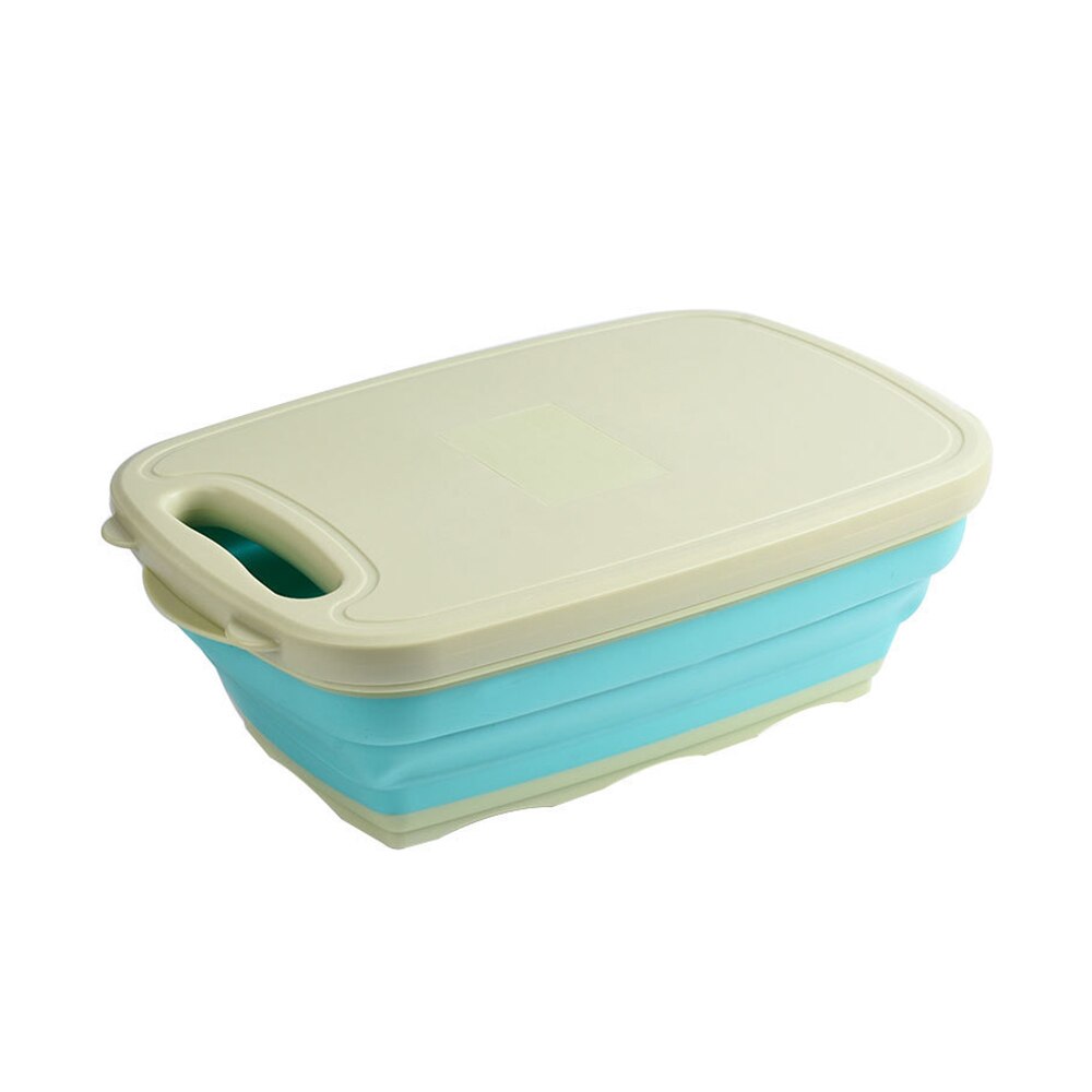 Multifunction Chopping Board Foldable Drain Basket Kitchen Knives Set Vegetable Cutting Board Veg Fruit Storage Basket Household: Green