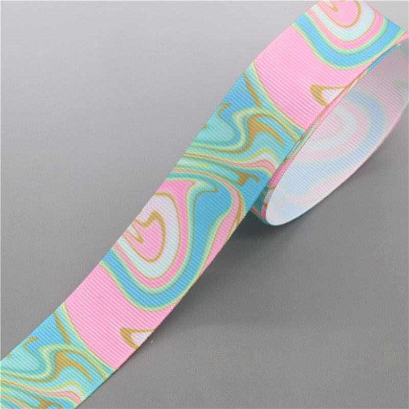 Dhk 7/8 ''5yards Golven Patroon Gedrukt Grosgrain Lint Accessoire Hairbow Hoofddeksels Decoratie Diy Oem E1914