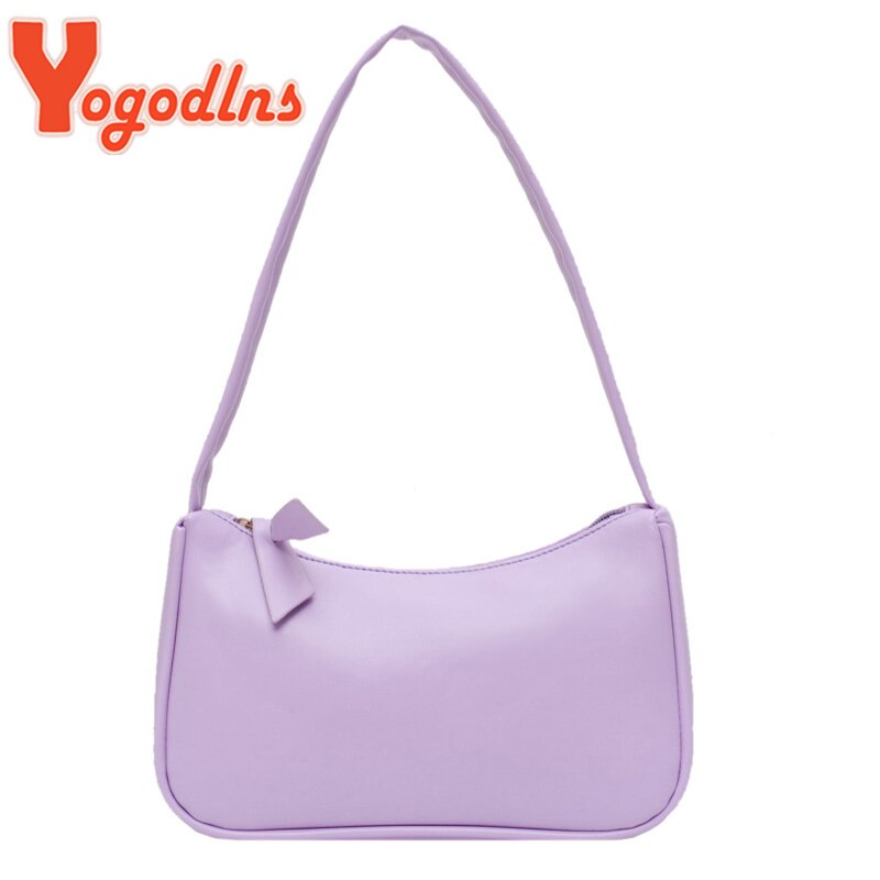 Yogodlns Retro Subaxillary Baguette Bag For Women Solid Color Shoulder Bag Portable purse Ladies Casual Mini Bag